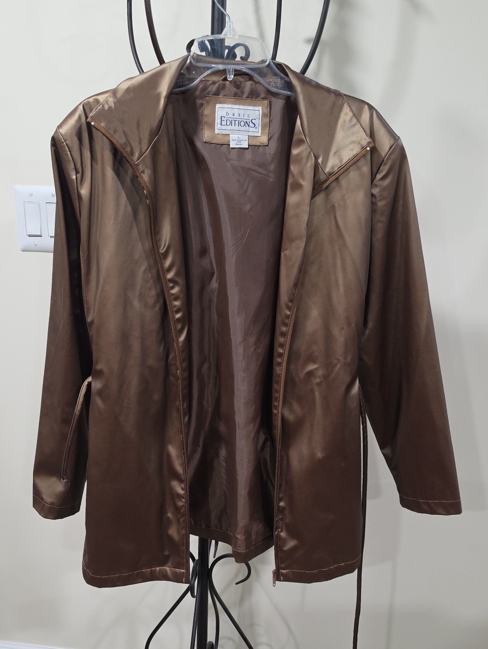 Basic Editions Women's Metallic Brown Lightweight Jacket